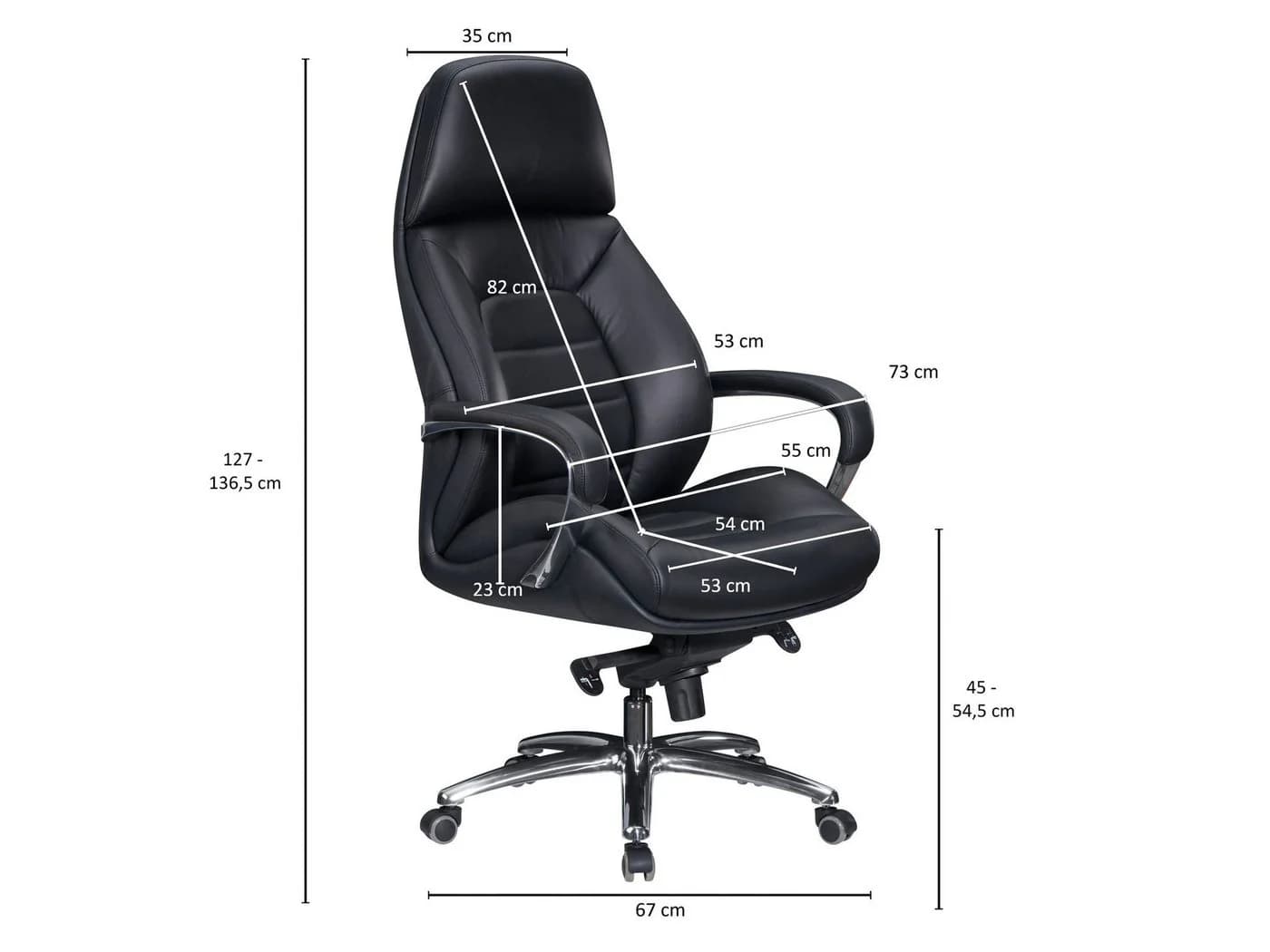 FINEBUY Chefsessel Bürostuhl Echtleder Schwarz Ergonomisch XXL - Bild 3