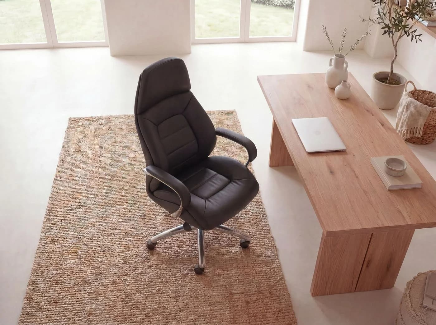 FINEBUY Chefsessel Bürostuhl Echtleder Schwarz Ergonomisch XXL - Bild 5