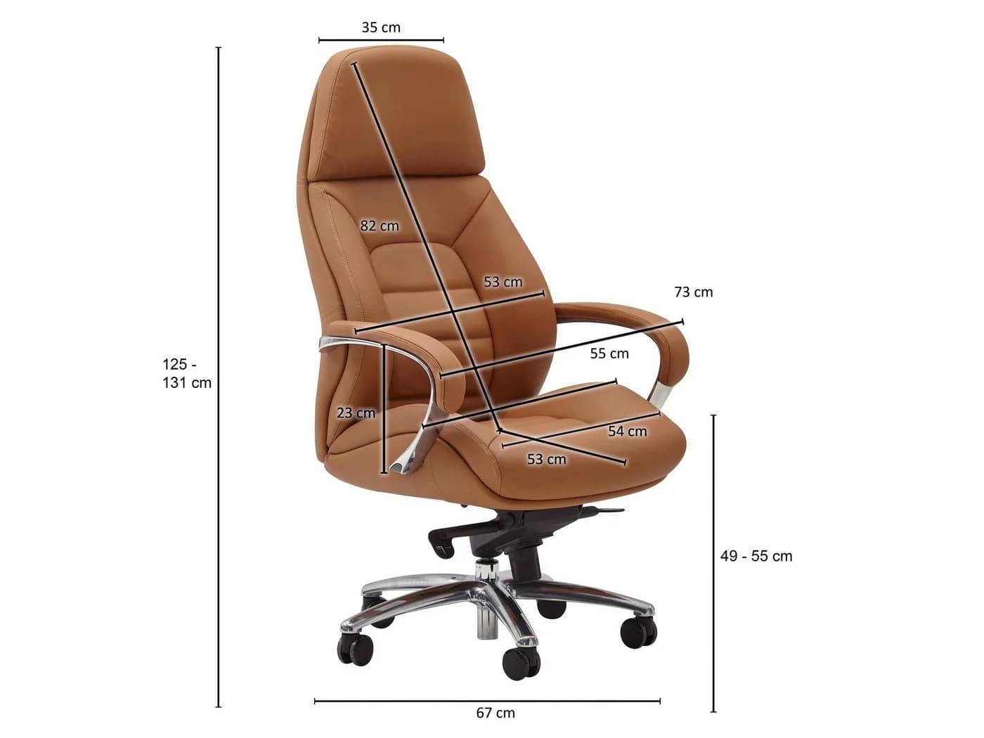 FINEBUY Chefsessel Bürostuhl Echtleder Ergonomisch XXL Caramel - Bild 3
