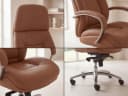 FINEBUY Chefsessel Bürostuhl Echtleder Ergonomisch XXL Caramel Bild 4