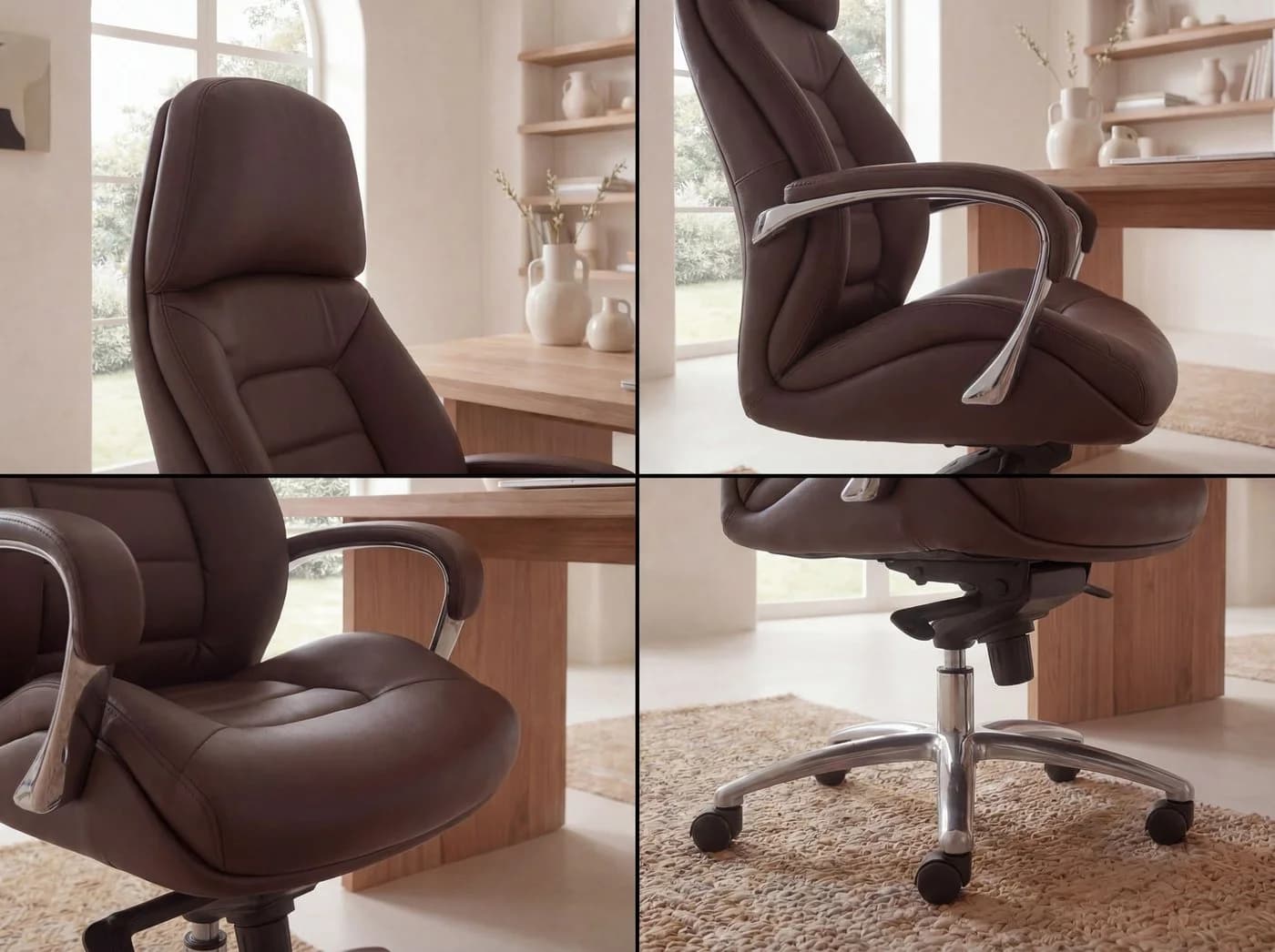 FINEBUY Chefsessel Echtleder Braun Ergonomisch XXL Drehstuhl - Bild 5