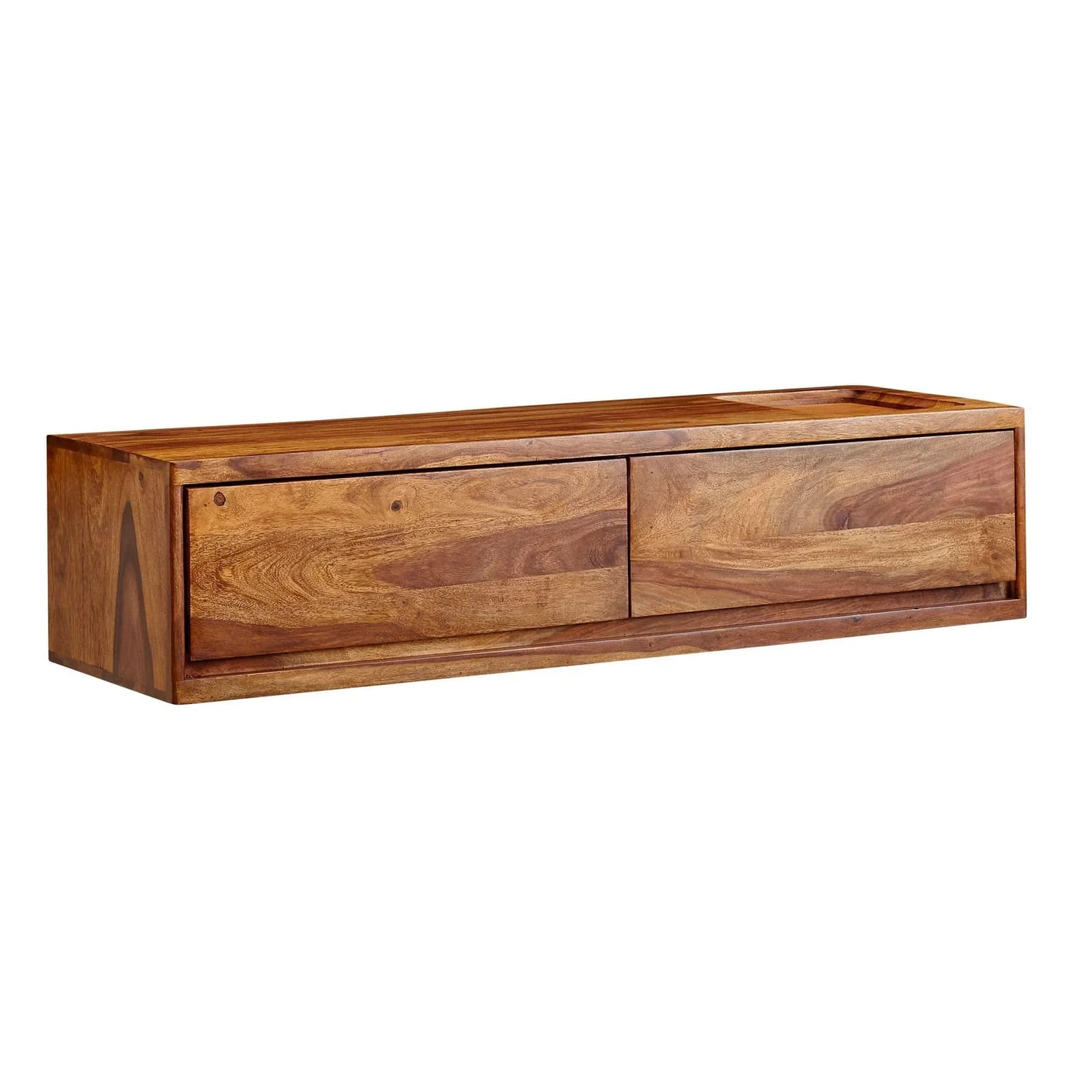 Lowboard Braun Sheesham Massivholz 2 Schubladen TV-Kommode
