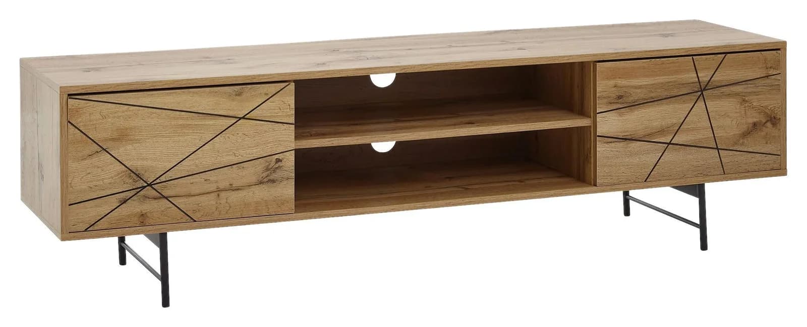 Wohnling Lowboard TV Schrank Eiche Dekor Schwarz Modern