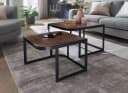 FINEBUY Satztisch FB25168 Couchtisch 2er Set Mango Massivholz Schwarz Bild 1