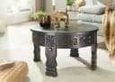 FINEBUY Couchtisch FB26149 Massiv 60cm rund Orientalisch Schwarz Mango Holz Bild 1