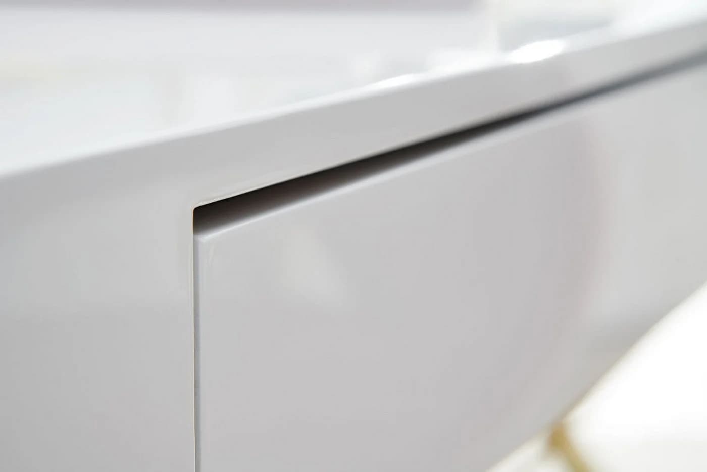 FINEBUY Schreibtisch Hochglanz Weiß Gold mit Schubladen Modern - Bild 5
