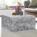 FINEBUY Couchtisch MONOBLOC Weiß Marmor Optik Hochglanz Bild 3