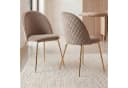 FINEBUY Esszimmerstuhl 2er Set Beige Samt goldene Beine Bild 2