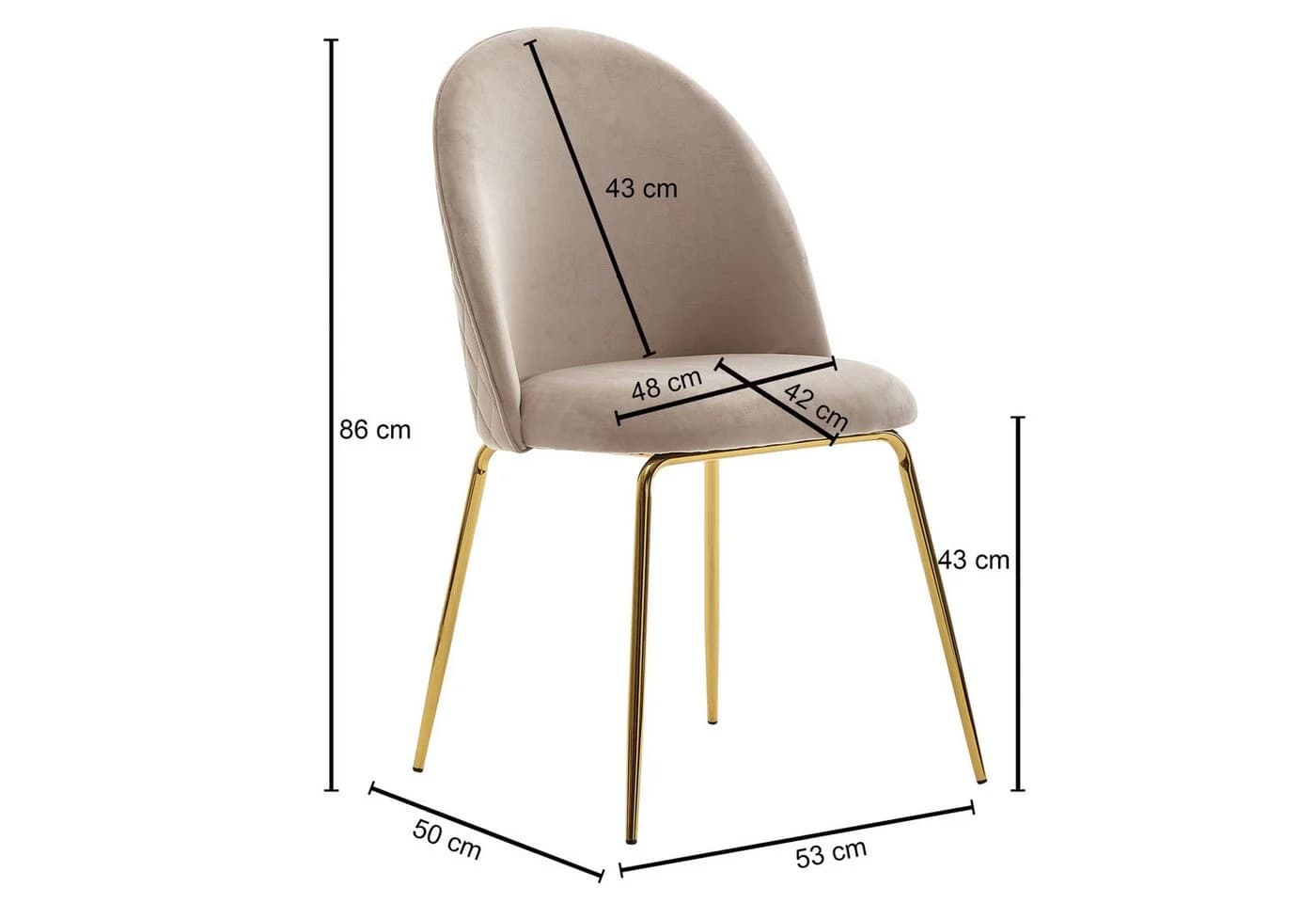 FINEBUY Esszimmerstuhl 2er Set Beige Samt goldene Beine - Bild 3