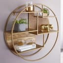 FINEBUY Wandregal Rund Industrial Holz Metall Rattan Bild 1