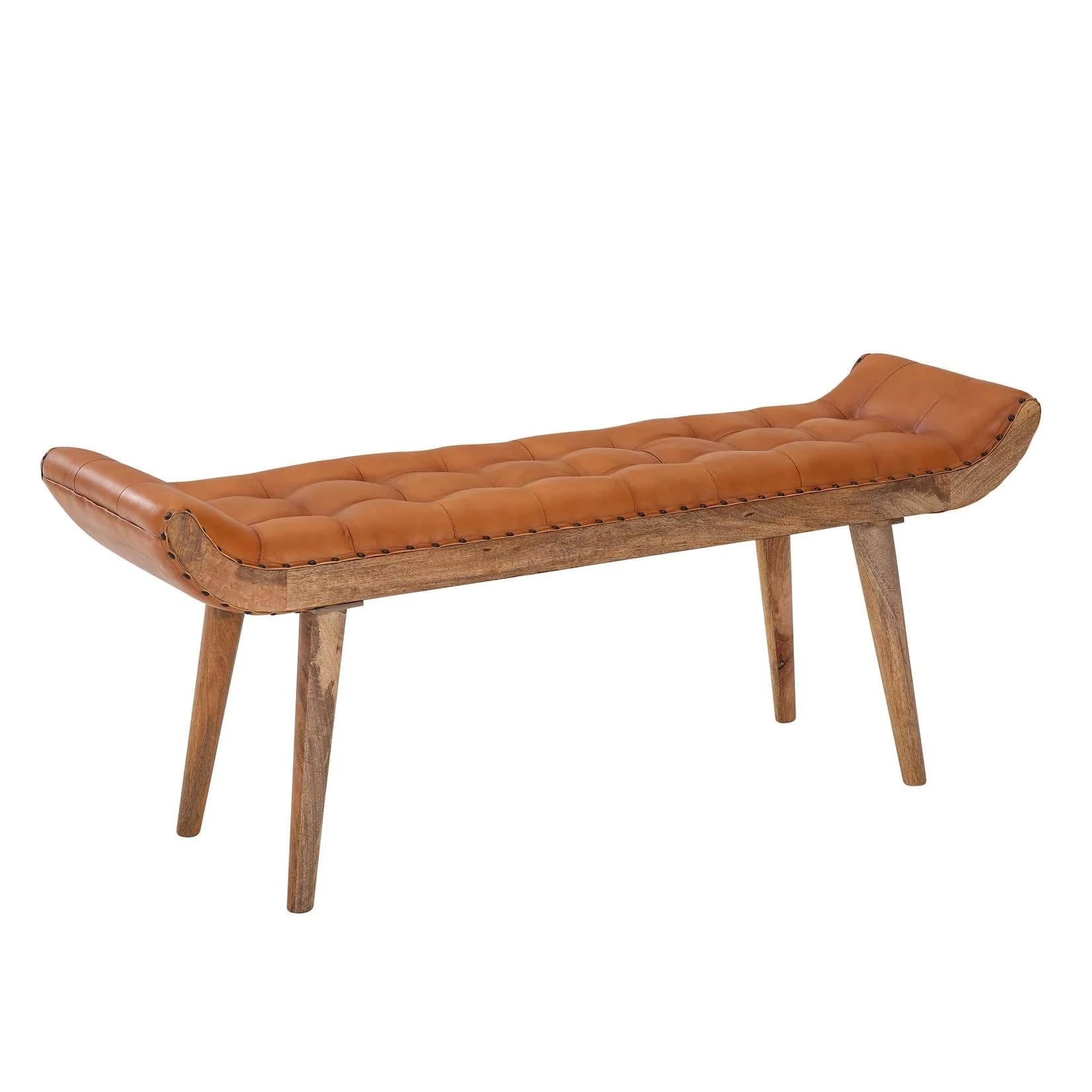 FINEBUY Polsterbank Chesterfield Ziegenleder Braun Retro