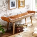 FINEBUY Polsterbank Chesterfield Ziegenleder Braun Retro Bild 3