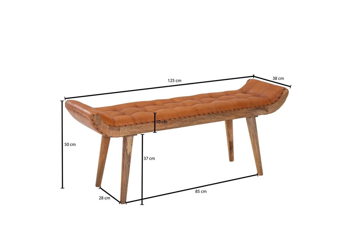 FINEBUY Polsterbank Chesterfield Ziegenleder Braun Retro - Bild 4