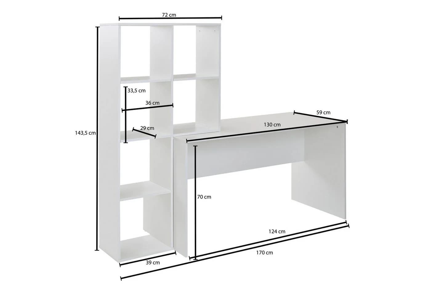 FINEBUY Schreibtisch mit Regal Weiß Modern - Bild 4