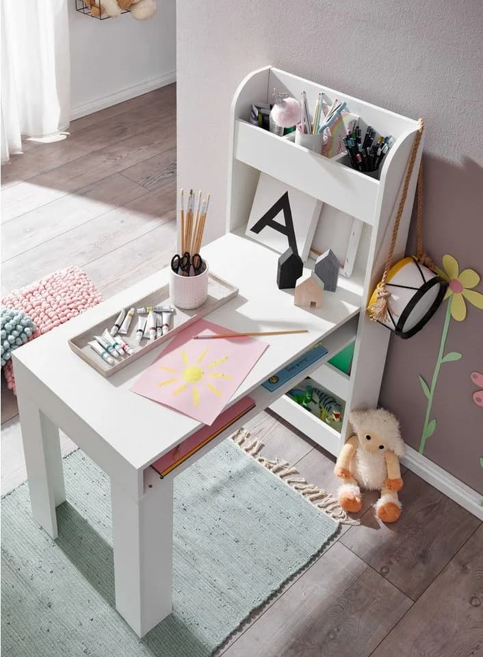 FineBuy Kinderschreibtisch Weiß mit Regal - Bild 5