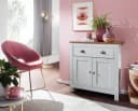 FINEBUY Sideboard Weiß Eiche Modern 2 Schubladen 2 Türen Bild 2