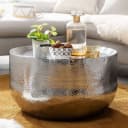 FINEBUY Couchtisch Aluminium Silber Handgefertigt Bild 2