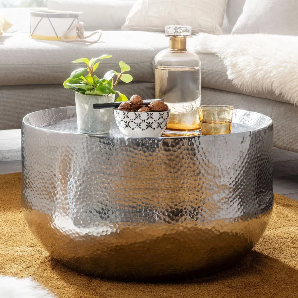 FINEBUY Couchtisch Aluminium Silber Handgefertigt - Bild 2
