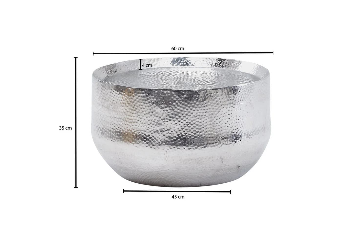 FINEBUY Couchtisch Aluminium Silber Handgefertigt - Bild 3