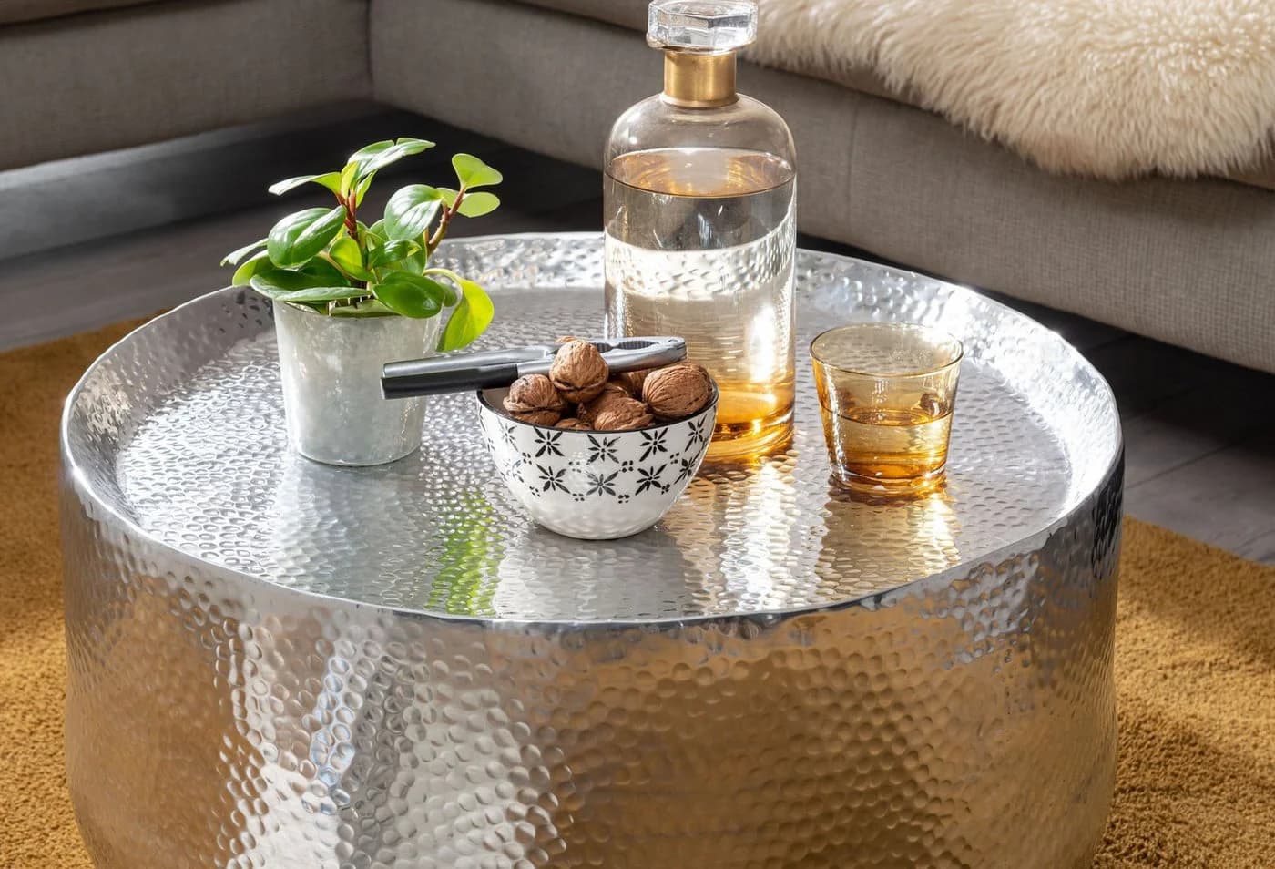 FINEBUY Couchtisch Aluminium Silber Handgefertigt - Bild 4