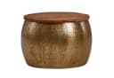 Wohnling Couchtisch Rund Gold Mango Massivholz Metall Bild 2