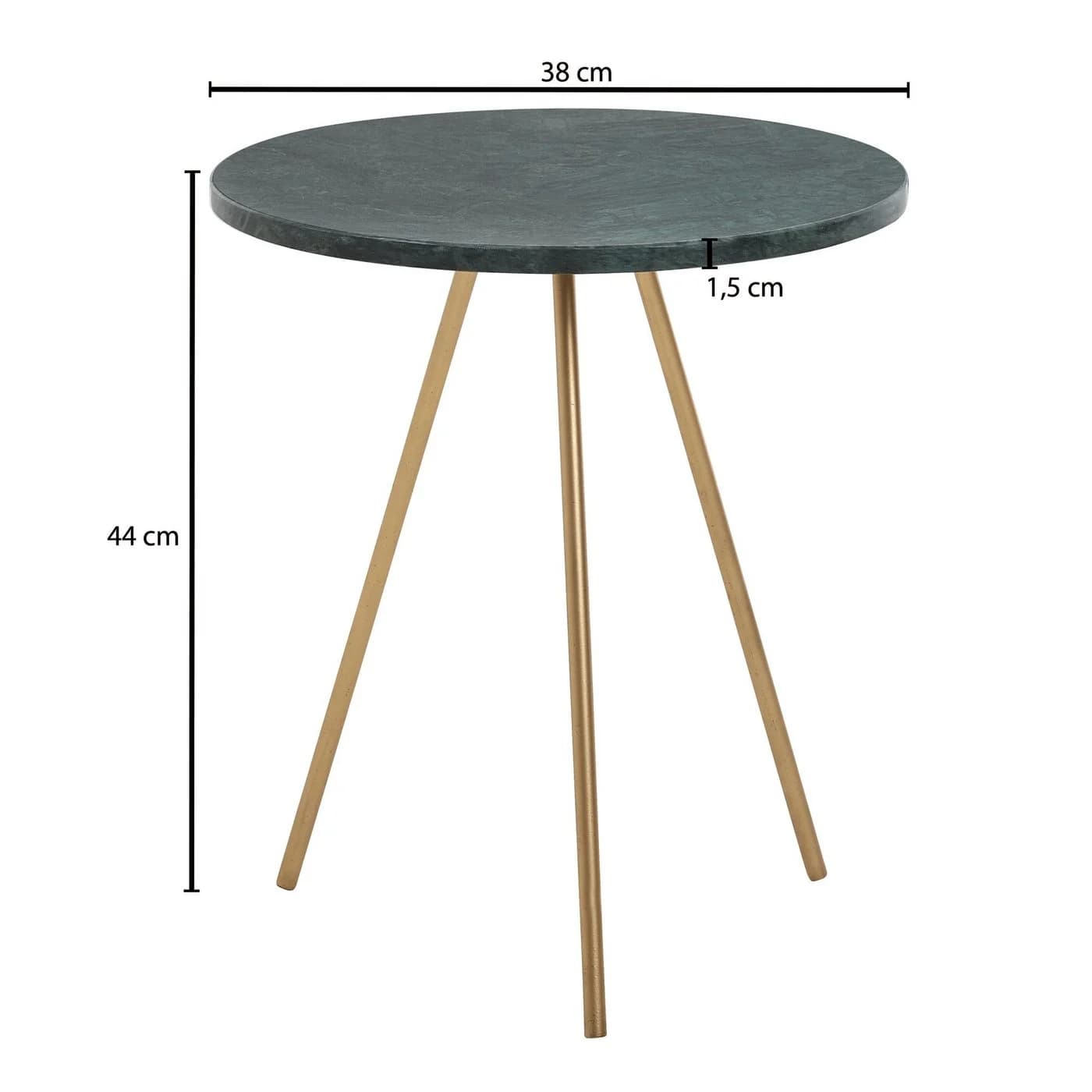 FineBuy Beistelltisch Runder Sofatisch Marmor Grün Gold - Bild 4
