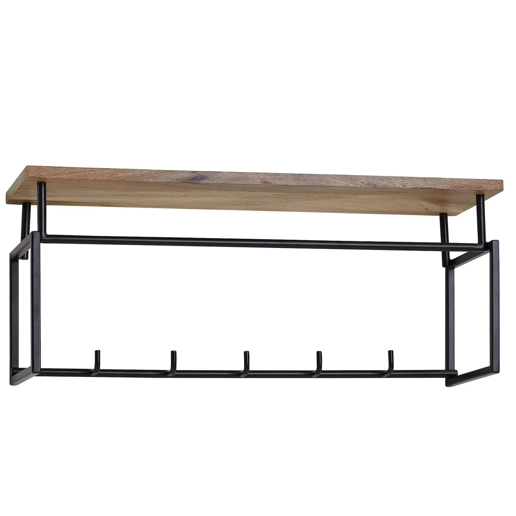 FineBuy Wandgarderobe Holz Metall mit Haken und Ablage