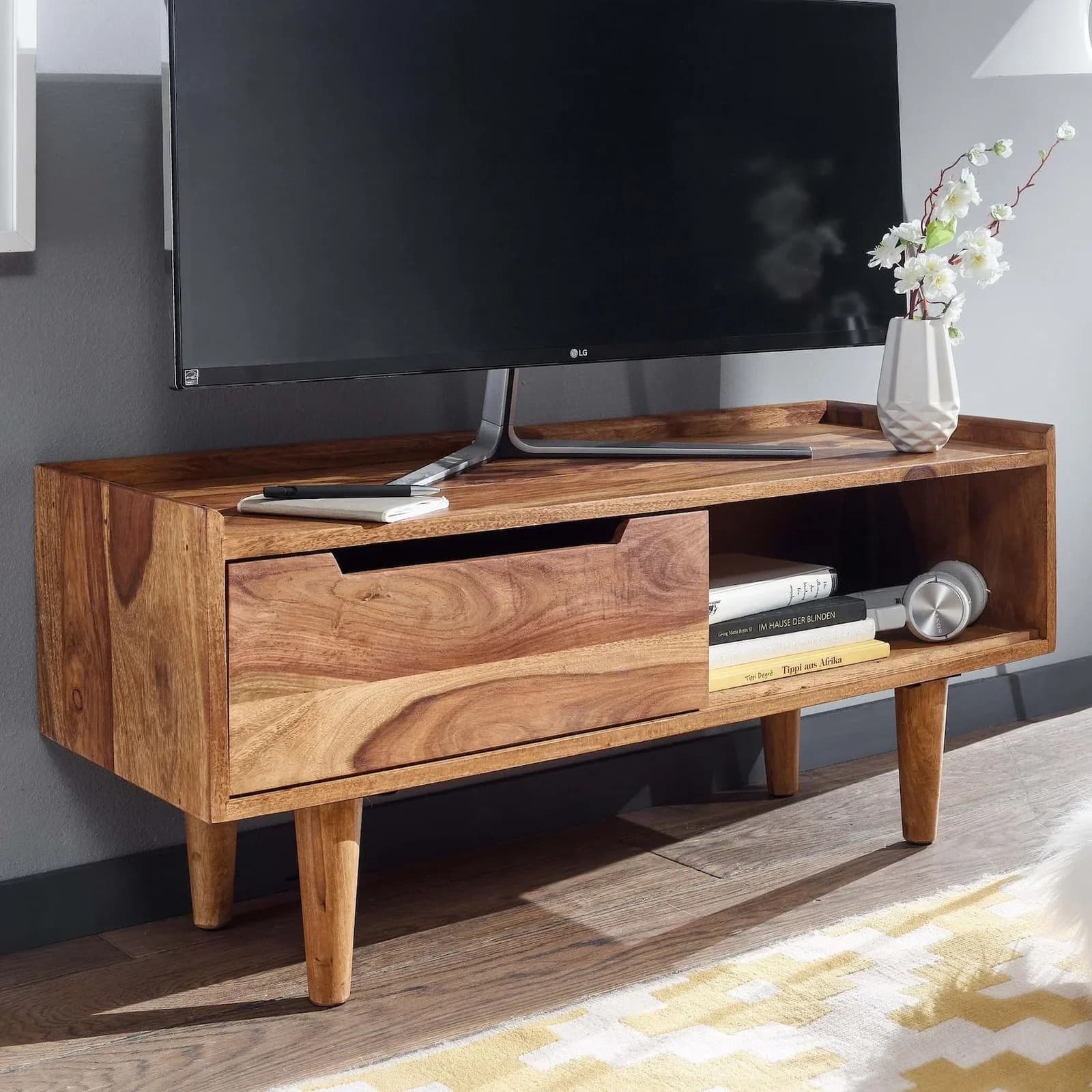 FineBuy TV Schrank Lowboard Holz Fernsehkommode