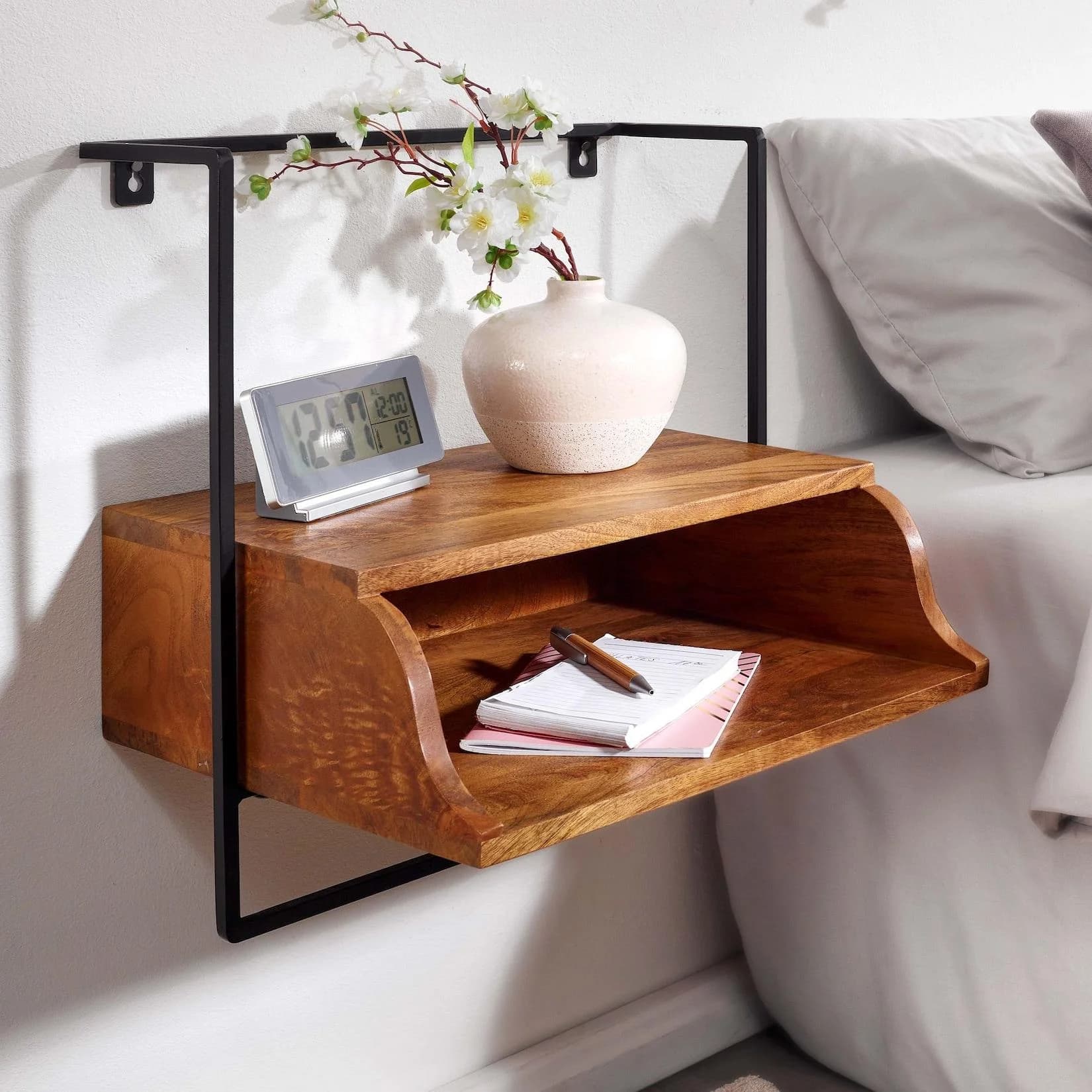FineBuy Nachtkonsole Wandmontage Industrial-Style Schwebender Nachttisch