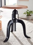 FINEBUY Drehhocker Industrial-Style Metall Akazienholz Bild 5