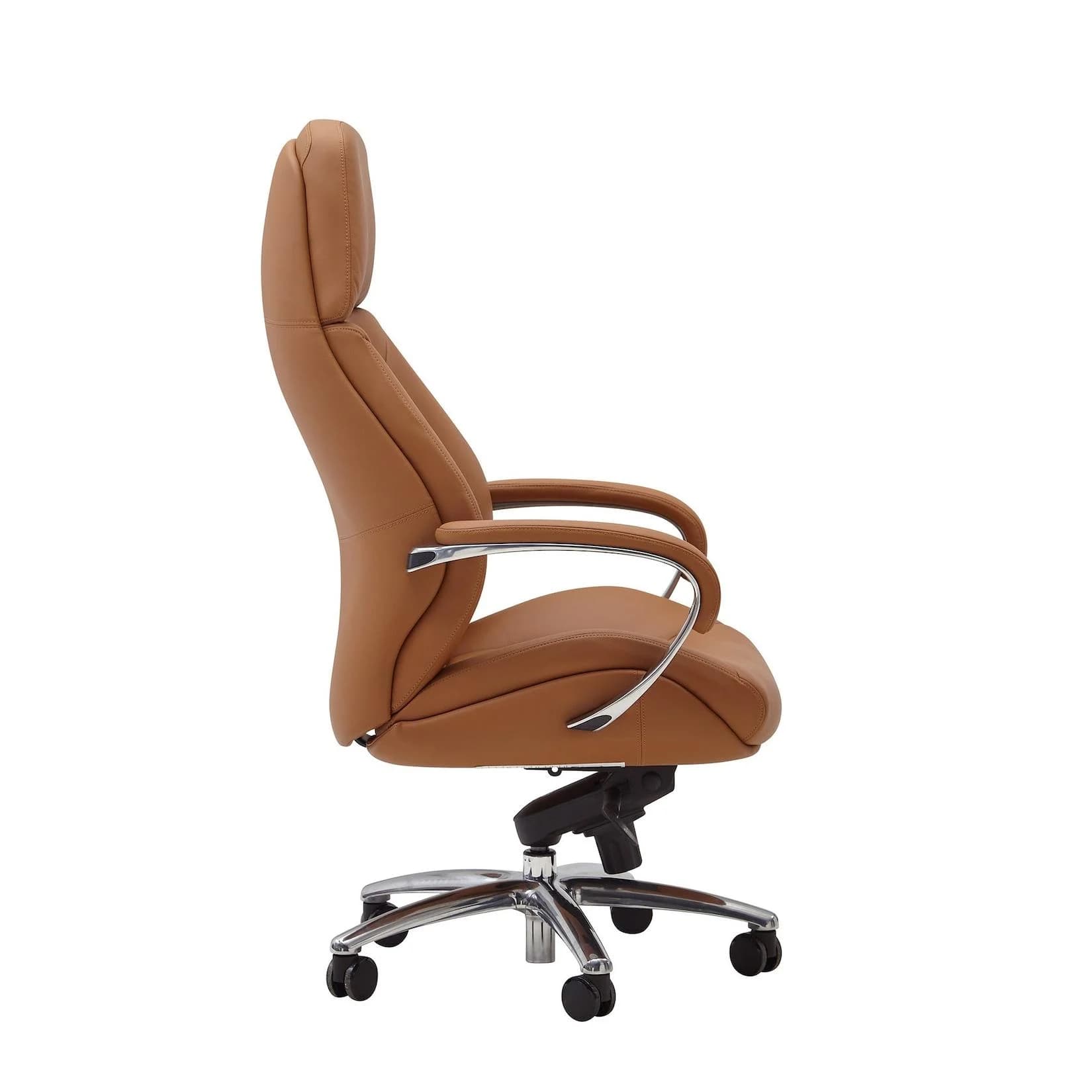 FineBuy Chefsessel Echtleder Caramel Ergonomisch XXL Drehstuhl