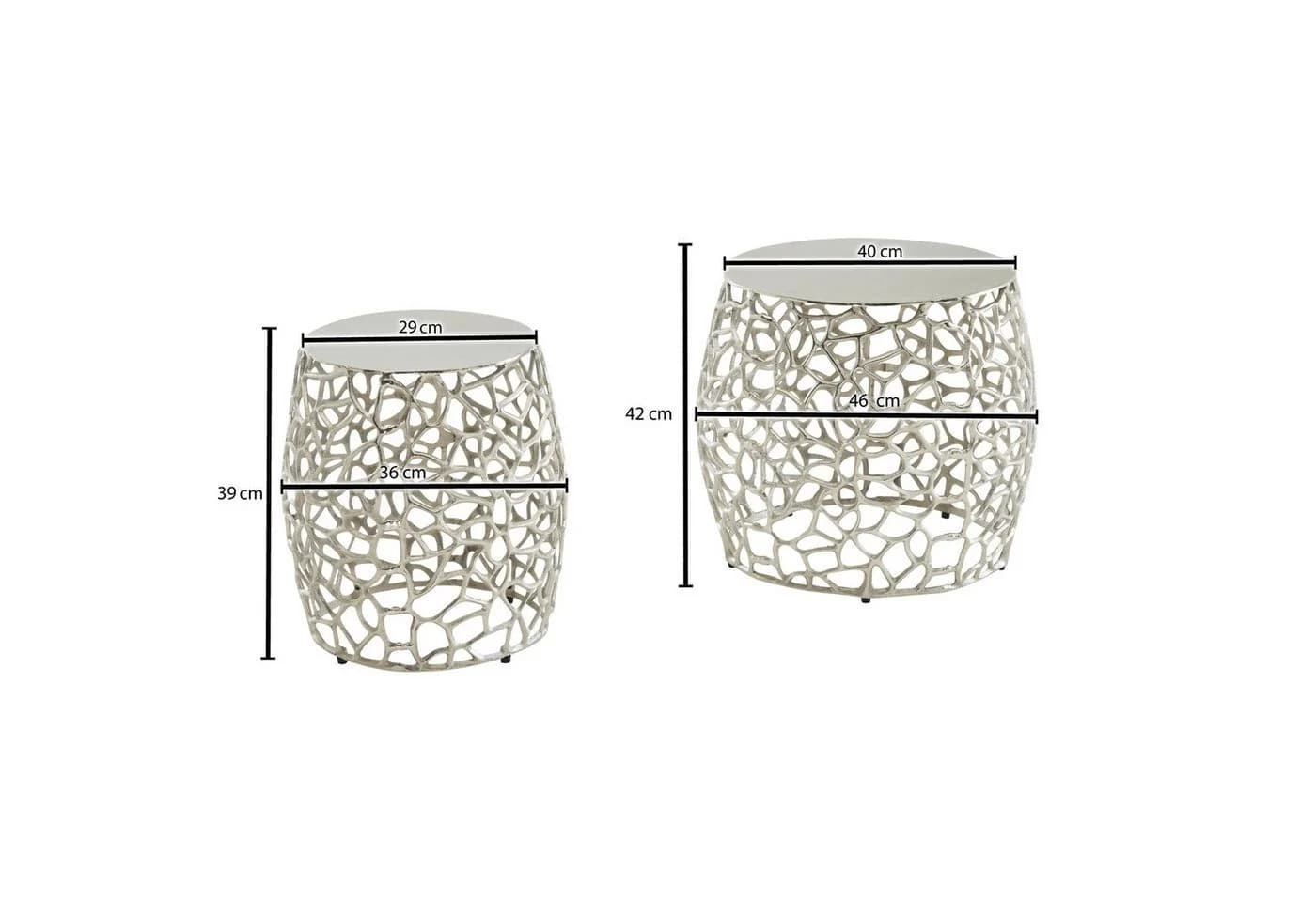 FINEBUY Satztisch FB41303 Beistelltisch 2er Set Aluminium Silber Rund - Bild 3