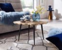 FINEBUY Couchtisch Baumscheibe Metall Gold/Schwarz Bild 2