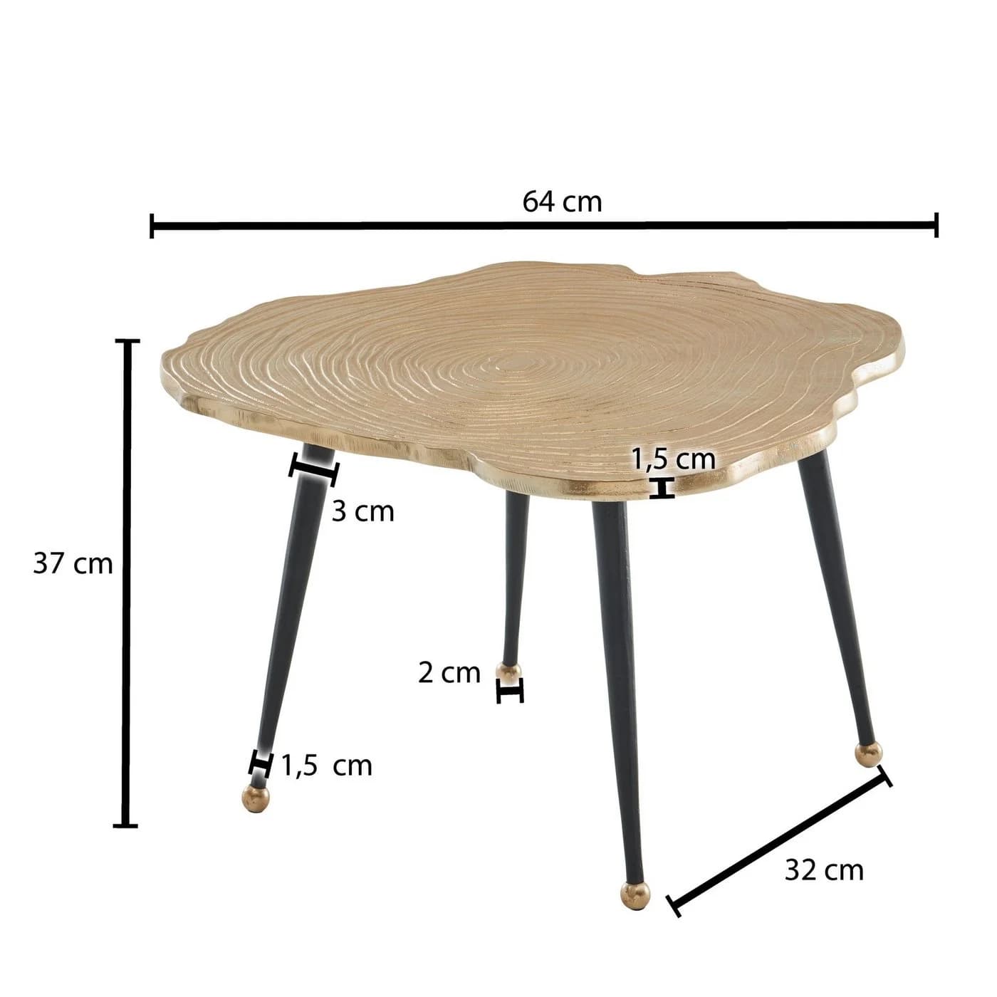 FINEBUY Couchtisch Baumscheibe Metall Gold/Schwarz - Bild 4