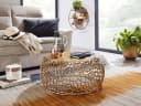 FINEBUY Couchtisch FB41462 Rund Alu Metall Gold Ast-Struktur Bild 1