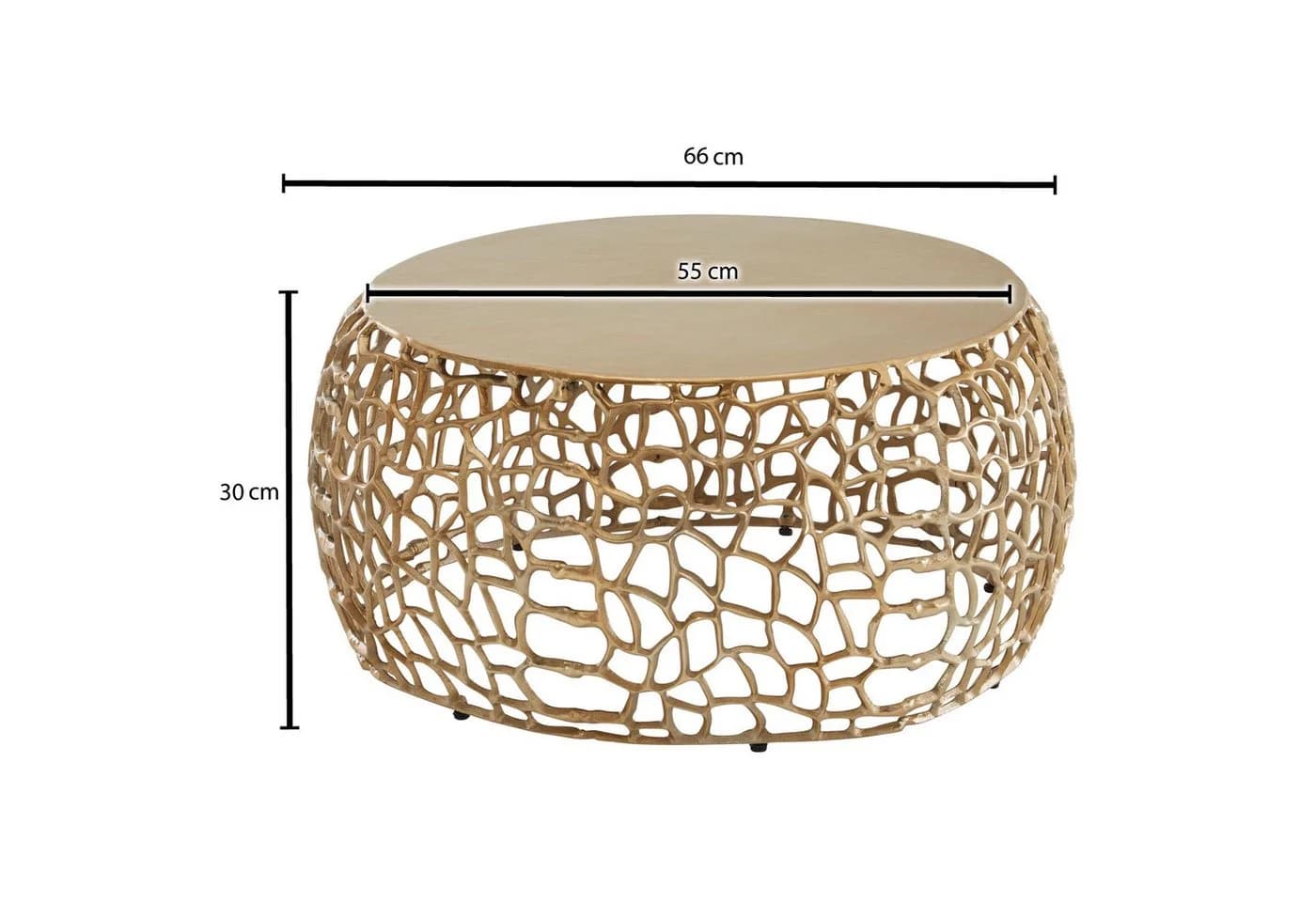 FINEBUY Couchtisch FB41462 Rund Alu Metall Gold Ast-Struktur - Bild 3