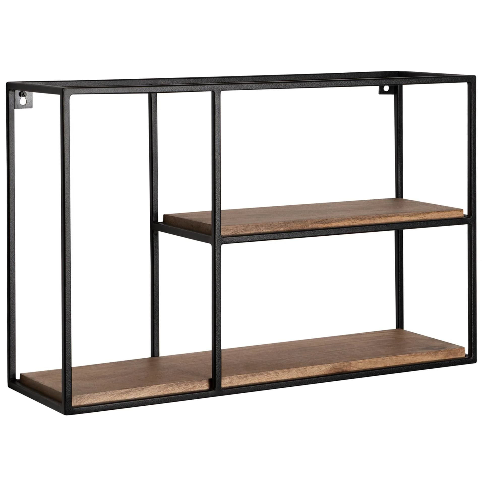 Wandregal Schwarz Massivholz Mango Metall