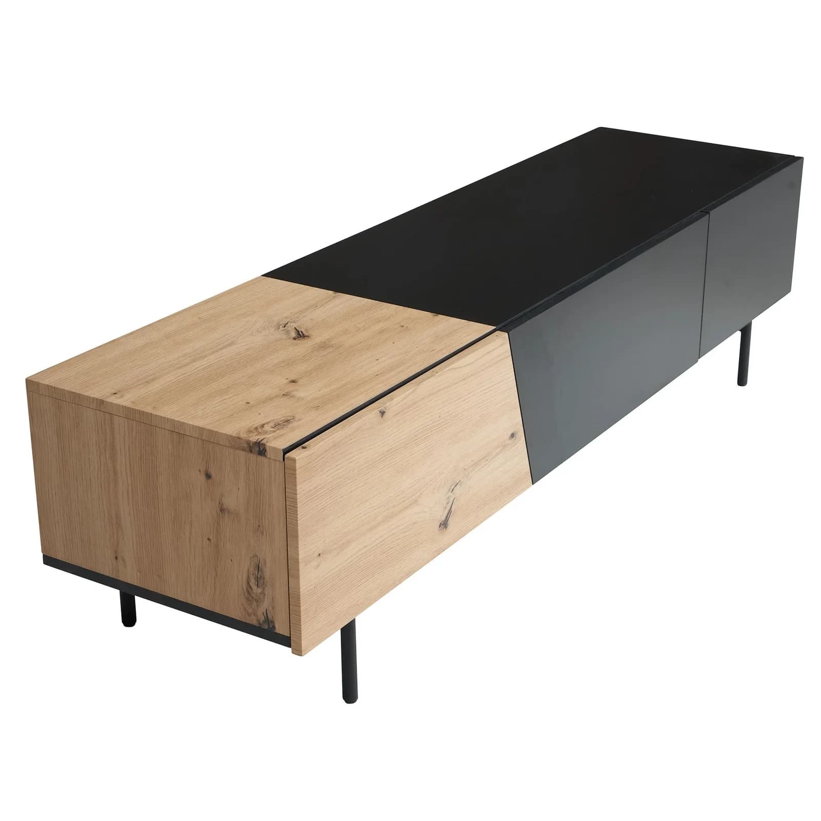 Lowboard Braun Schwarz Spanplatte Eisen 150 cm TV-Möbel