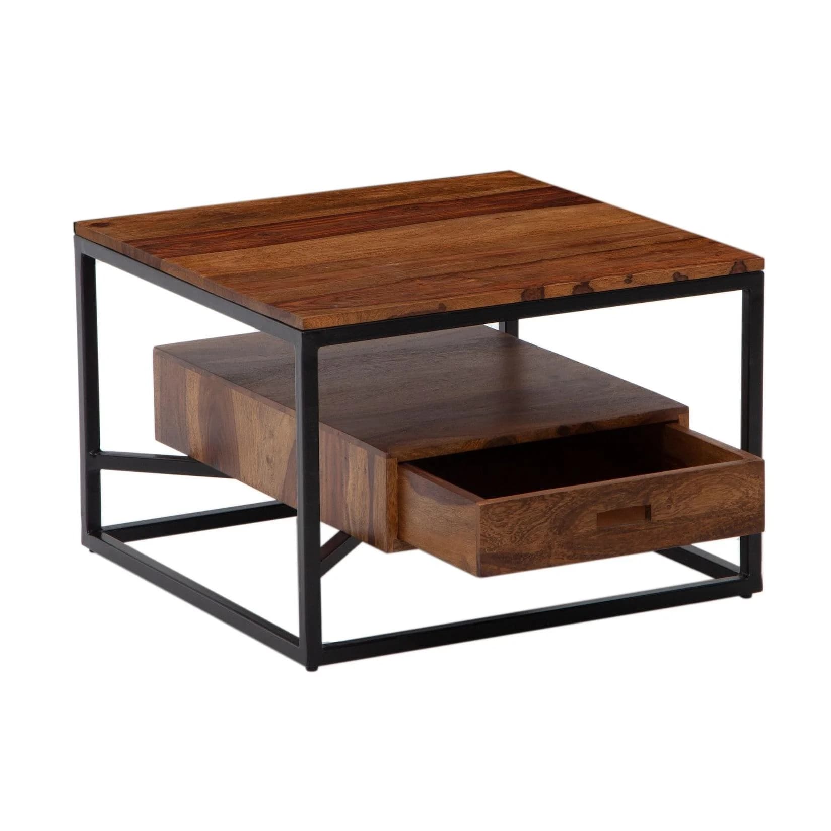 FineBuy Couchtisch Massivholz Modern mit Stauraum