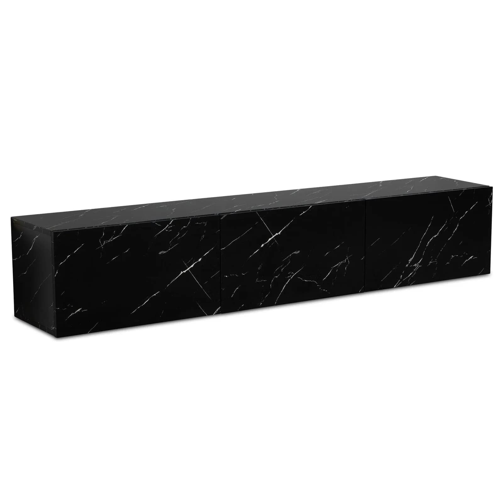 Lowboard Schwarz Marmor-Optik 3 Türen Wandmontage