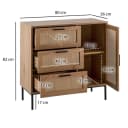 Wohnling Kommode 80 cm Eiche Rattan Modern Sideboard Bild 4