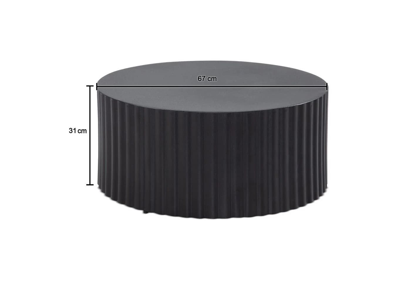 Runder Couchtisch Schwarz Metall Handgefertigt Alu - Bild 4