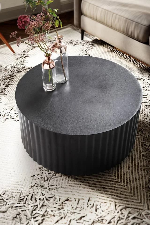 Runder Couchtisch Schwarz Metall Handgefertigt Alu - Bild 5