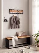 FineBuy Wandgarderobe Hakenleiste Massivholz Schwarz Metall Modern Bild 2