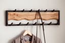 FineBuy Wandgarderobe Hakenleiste Massivholz Schwarz Metall Modern Bild 5