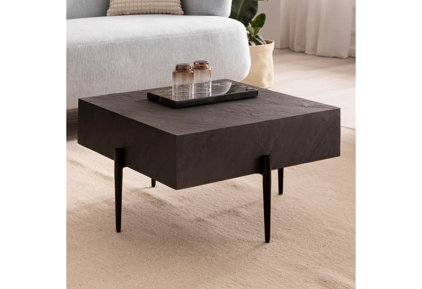 FineBuy Couchtisch Steinoptik Anthrazit Moderner Sofatisch - Bild 3
