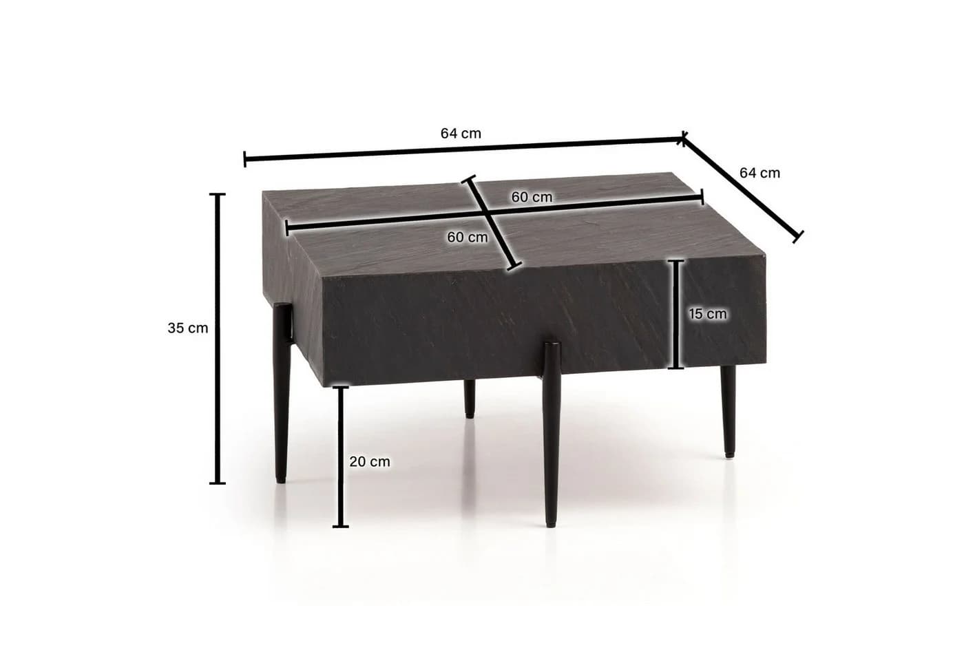 FineBuy Couchtisch Steinoptik Anthrazit Moderner Sofatisch - Bild 4