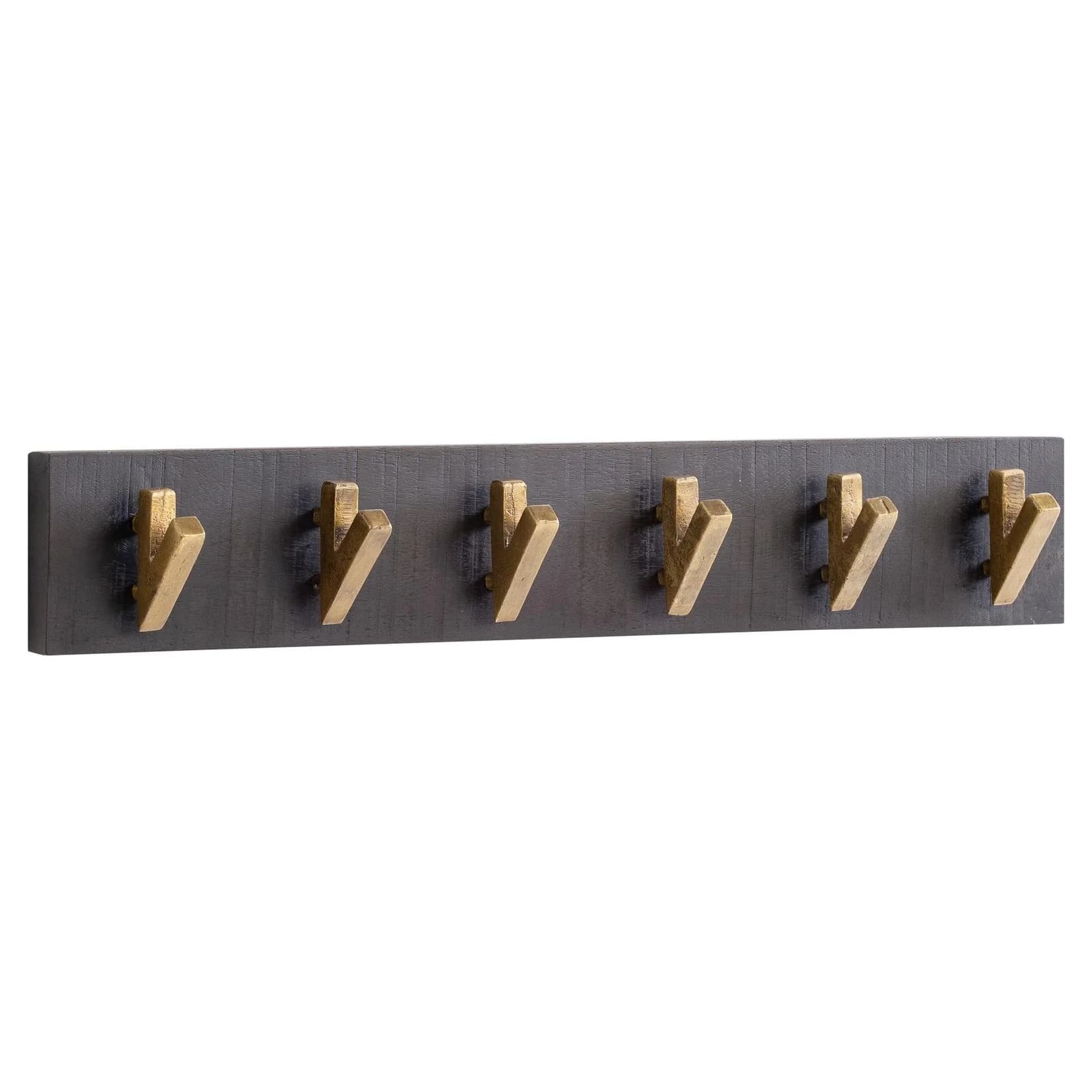 FineBuy Wandgarderobe Mango Massivholz Schwarz Gold 60 cm
