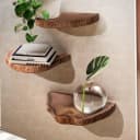 FINEBUY Wandregal 3er Set Akazie Vollholz mit Baumkante Bild 1