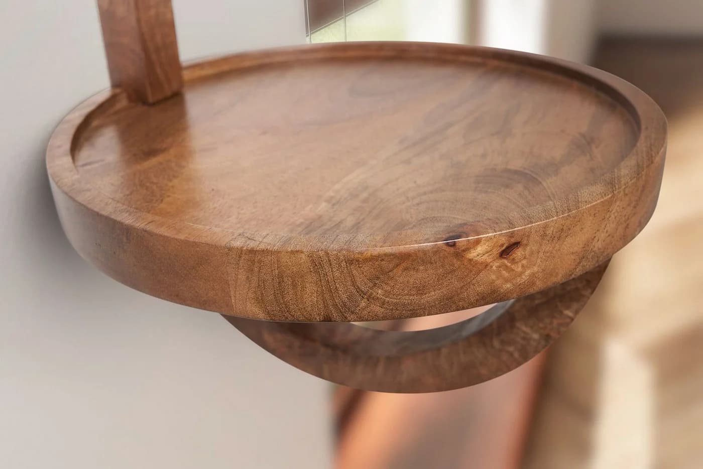 FINEBUY Wandregal Rund Mango Massivholz Modernes Hängeregal - Bild 5